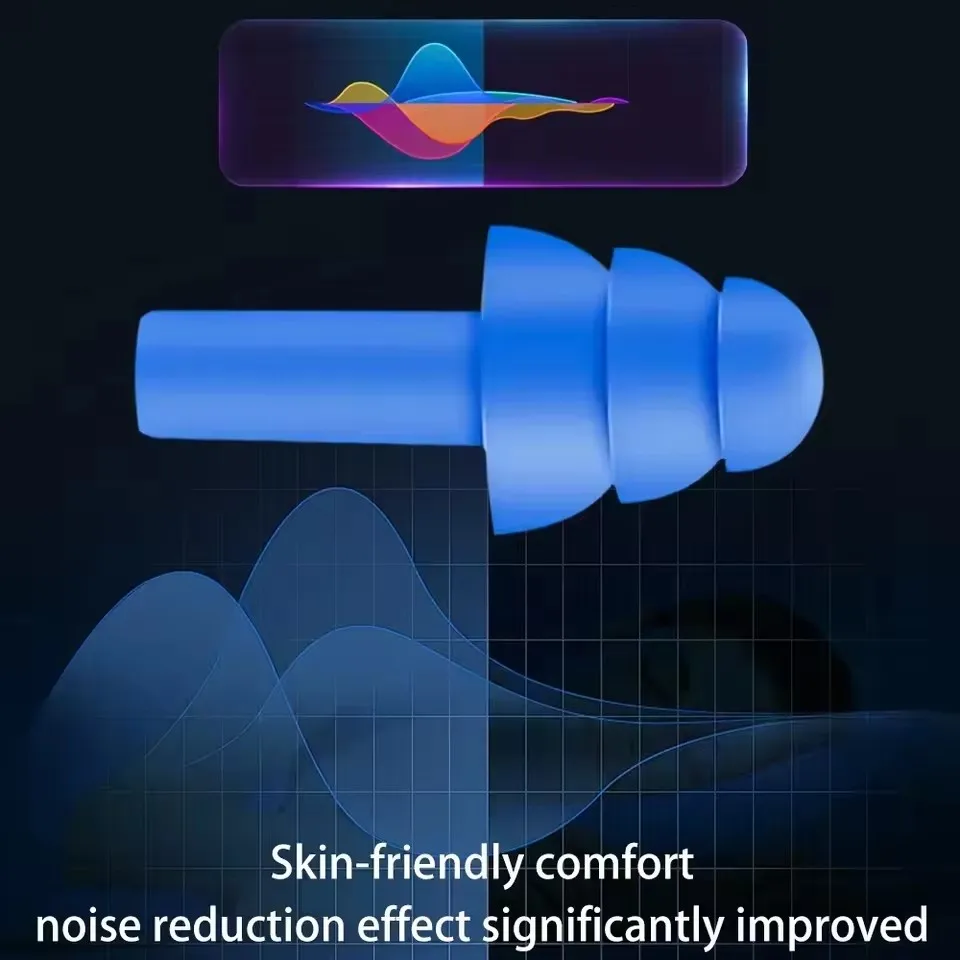 Reusable Waterproof Soft Silicone Earplugs Noise Reduction Sleeping Ear Plugs with Storage Box for Swimming Surfing Snorkeling