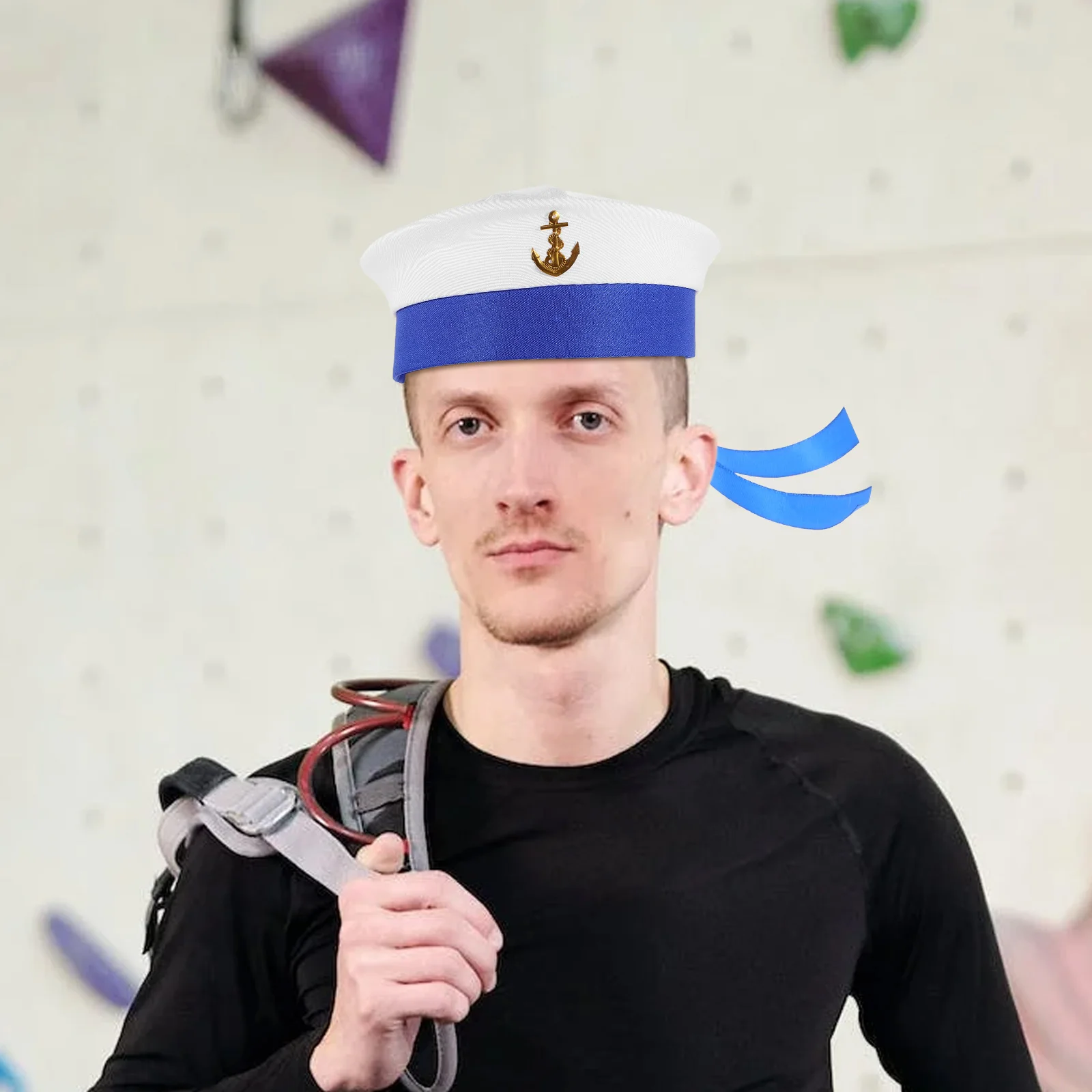 

Sailor Cosplay Hat White Navy Golden Anchor Decorative Party Hats for Women Men Costume Stage Performance