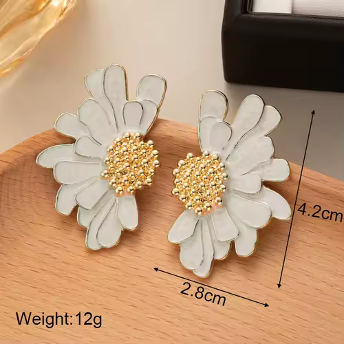 Pure White Women's Dangle Earrings Blooming Flower Acrylic Enamel Butterfly Imitation Pearl Heart Hanging Earrings Elegant brinc - Image 14