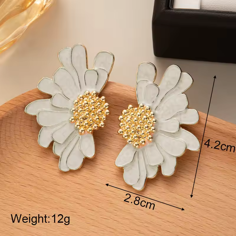 Pure White Women's Dangle Earrings Blooming Flower Acrylic Enamel Butterfly Imitation Pearl Heart Hanging Earrings Elegant brinc - Image 14