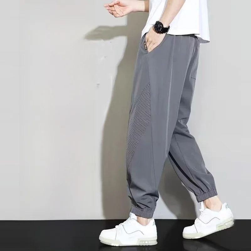 

Classic Simple Versatile Loose Comfortable Casual Trousers Men's Faion Color Ice Silk Cool Feeling Sports