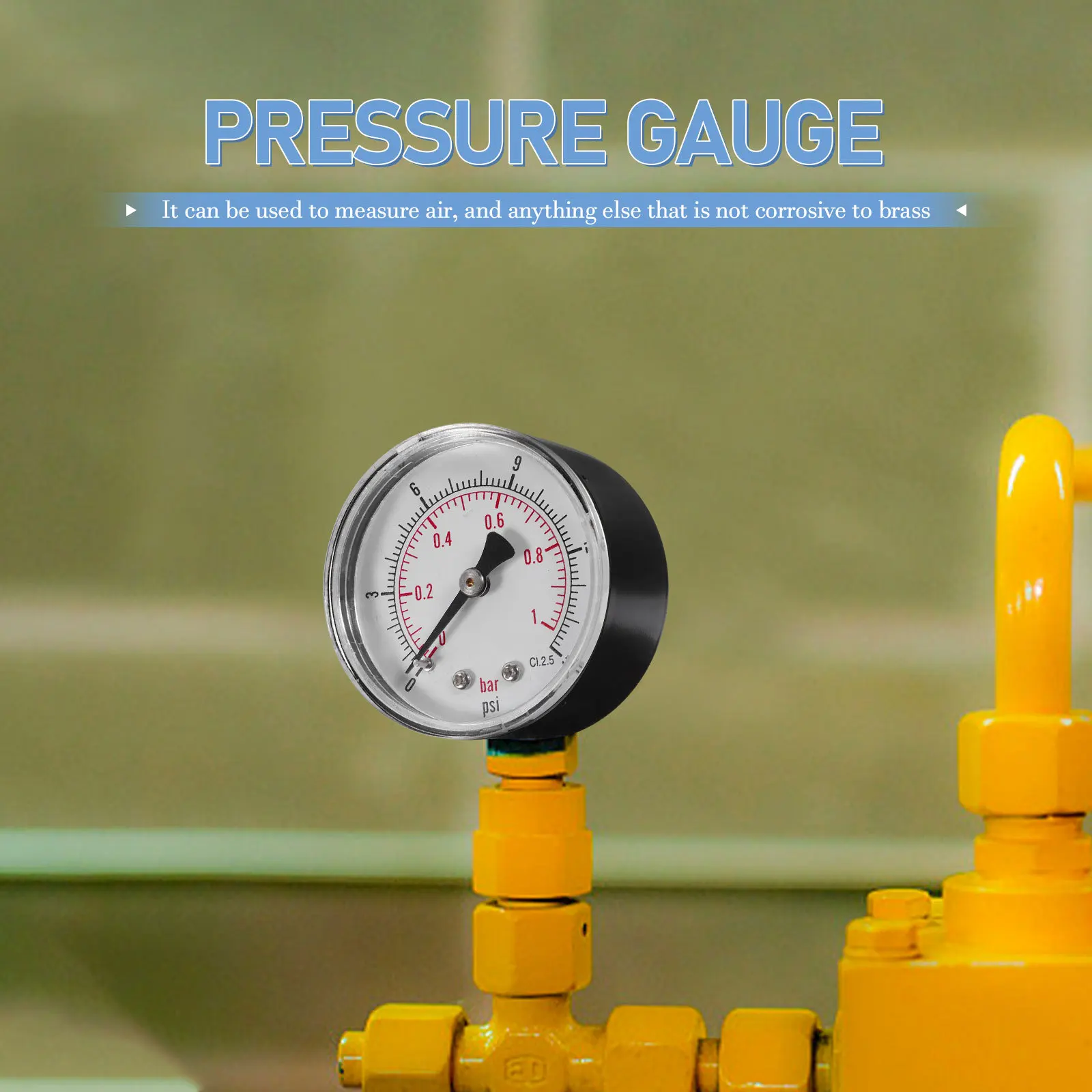 مقياس الضغط العالي Npt 0-15 Psi 0-1 Bar إطار فولاذي حجم صغير سهل القراءة مقياس الضغط المحمول