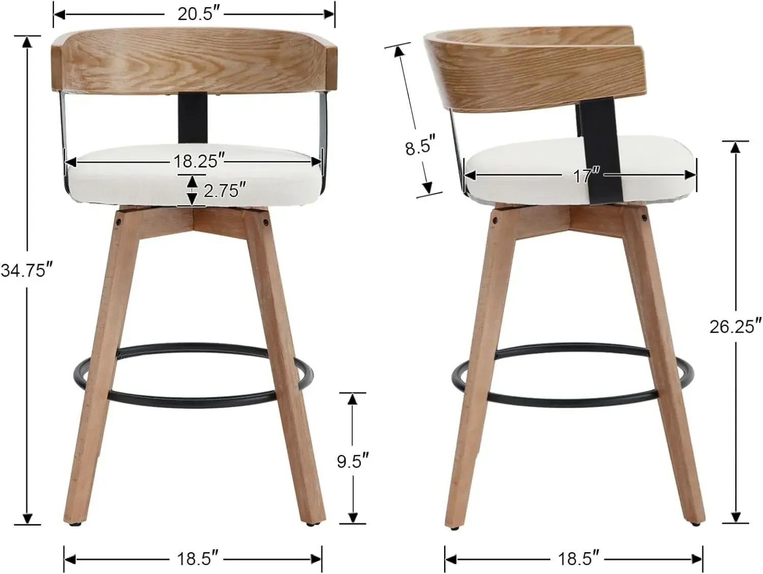 DUOMAY Swivel Bar Stools Set of 3-26