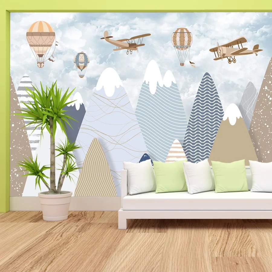 

Peel and Stick Custom Optional Photo Wallpapers for Living Room Mountain Balloon Wall Papers Home Decor Baby Bedroom Covering