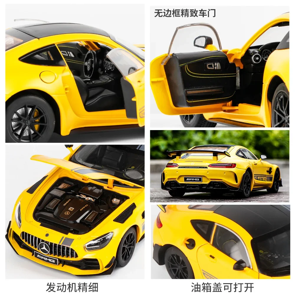 1:18 Mercedes-Benz GTR AMG Model Car Metal Diecasts Vehicle Collectable Hobbies Sound & Light Miniature Toy For Boys G4