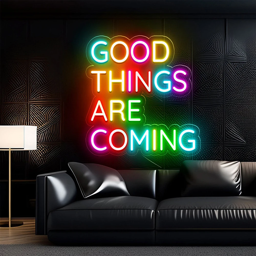 Good Things Are Coming Neon Sign Bedroom Neon Sign Summer Beach LED Night Lights Bar Coffee Vibes Decoration Neon Signs Light Up