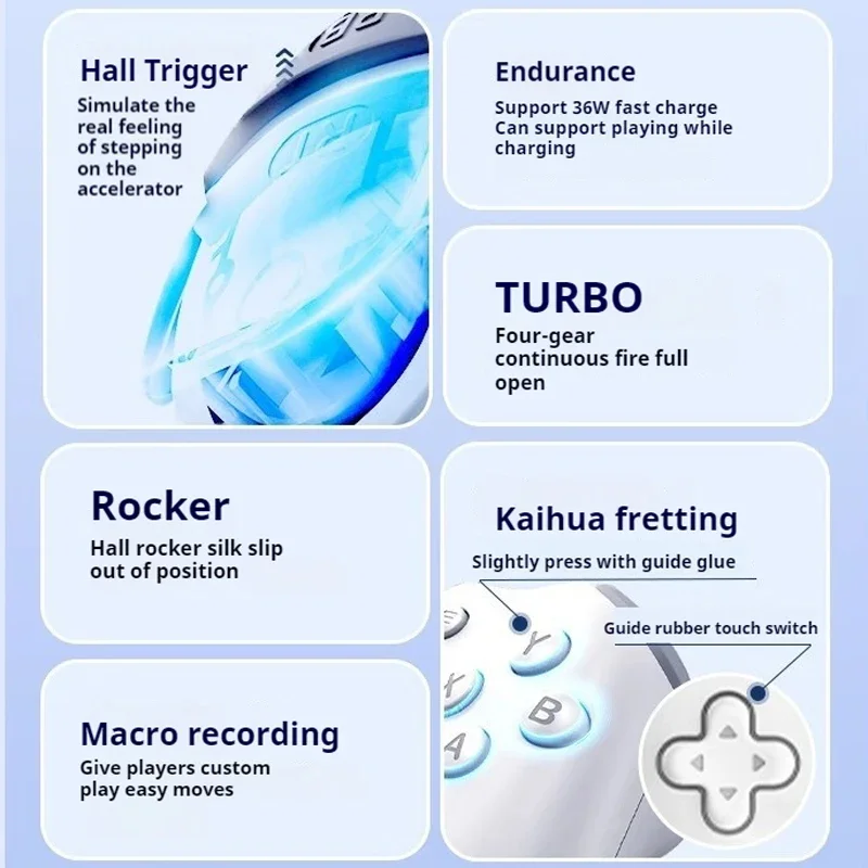 Gamepad controle de jogo para celular android celular pc tablet efeito hall joystick comando tipo c controlador de almofada de jogo
