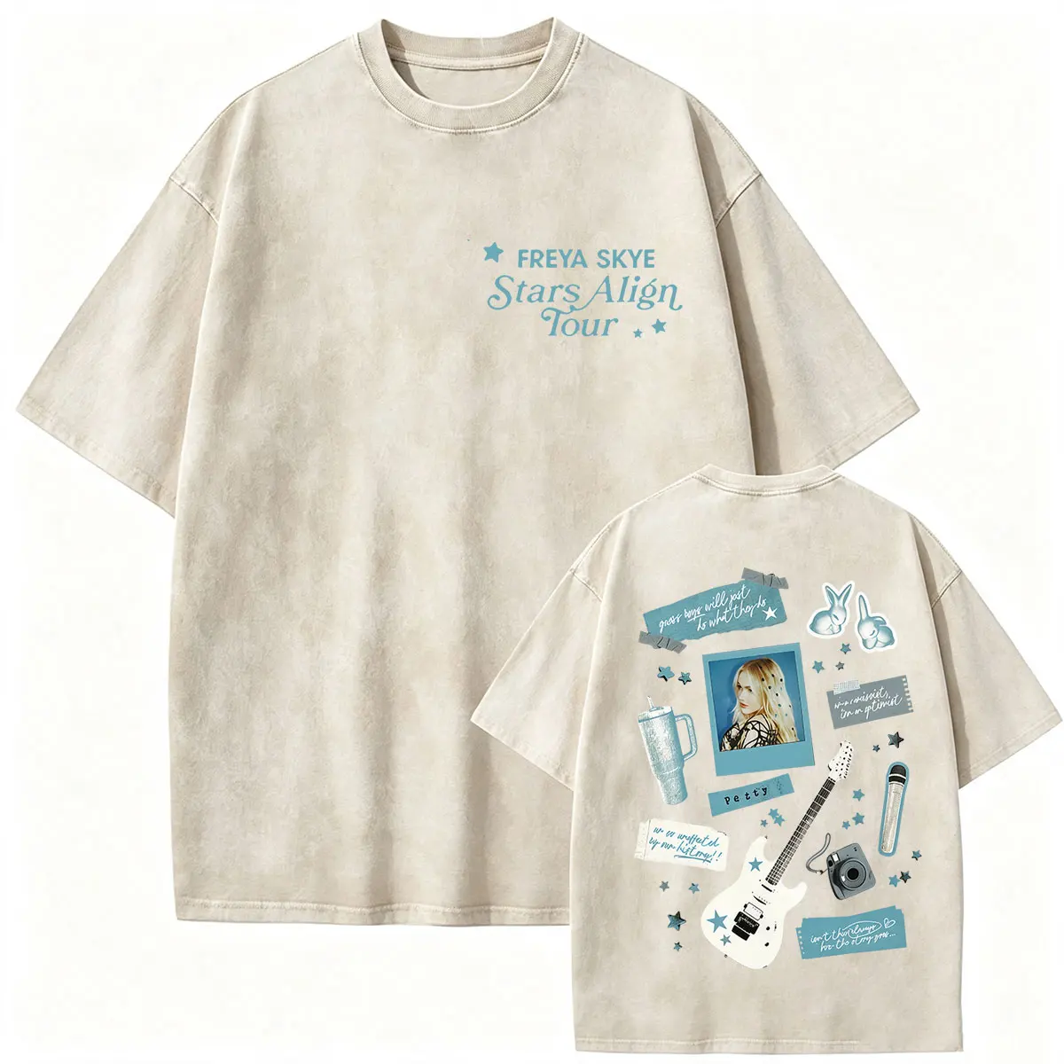 Freya Skye Stars Align Tour 2026 Vintage Washed T Shirt Men Women's Aesthetic Clothing Fashion T-shirts Summer Oversized T-shirt