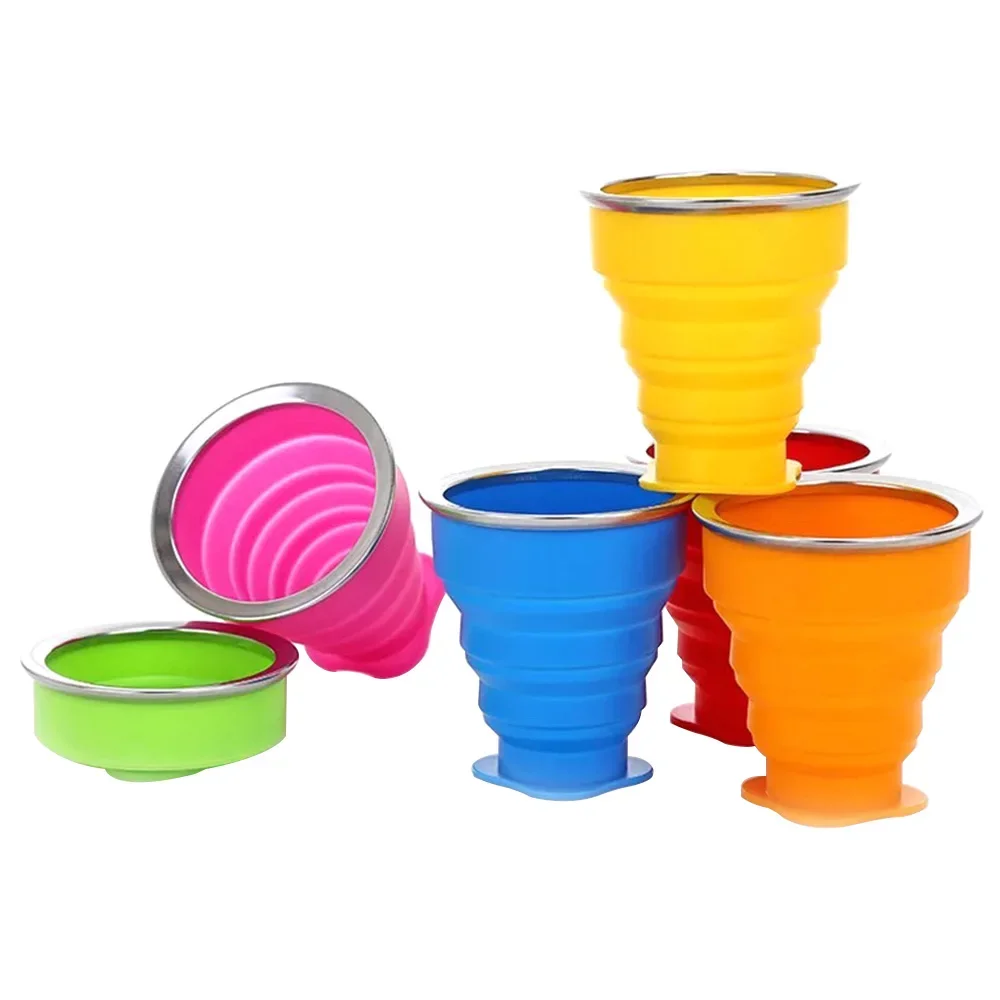 200ML Folding Silicone Cup Retractable Water Cup Coffee Mug Portable Teacup Outdoor Travel Telescopic Drinking Mug with Lid