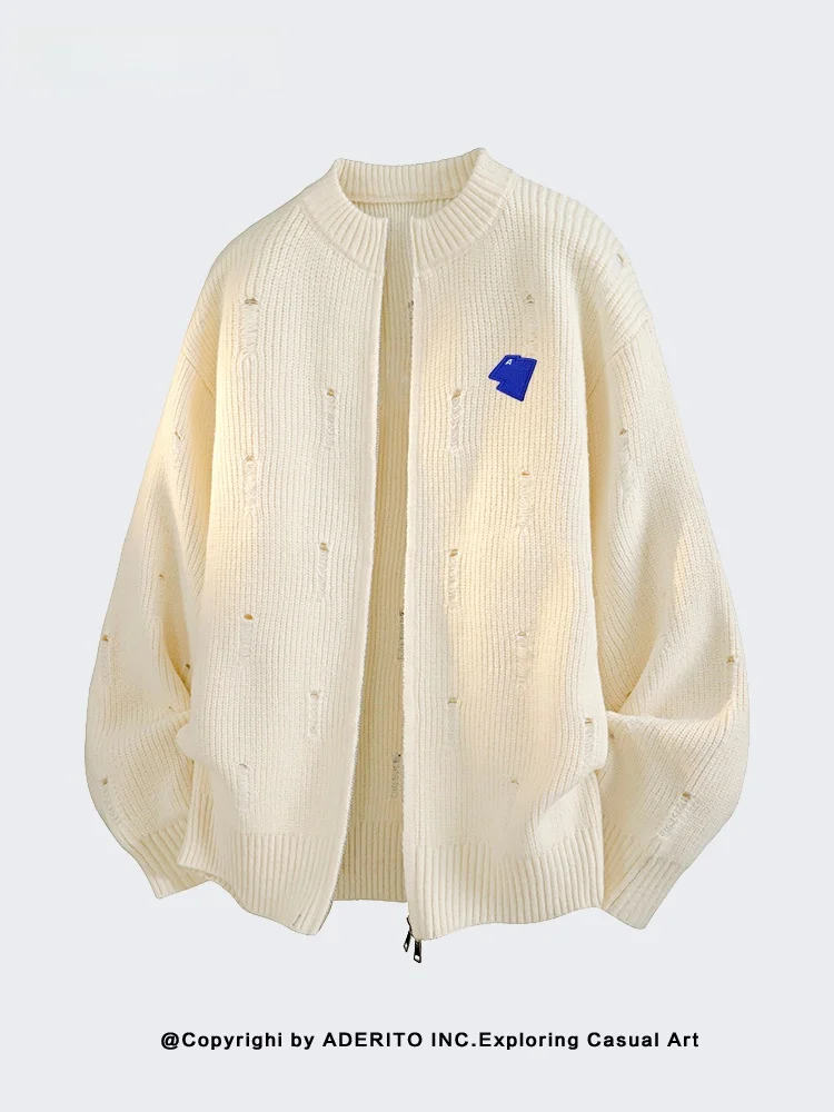 

Ретро-кардиган в американском стиле с эффектом потертости, мужской и женский, осенне-зимний, новый, в стиле Lazy Style, модный бренд ITO, вязаная одежда