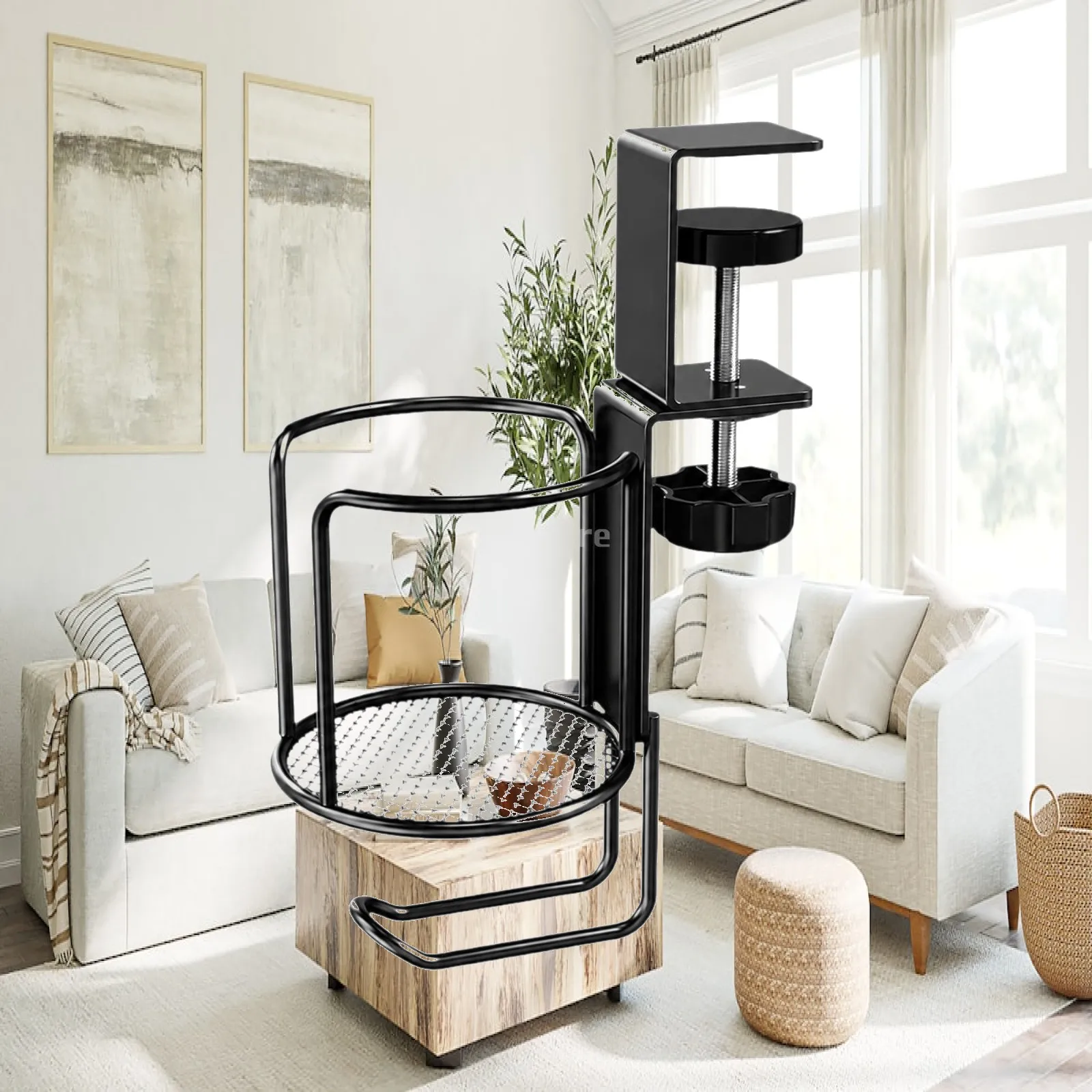 Etagere-de-rangement-a-fixer-sur-le-bureau-avec-porte-gobelets-rotatif-et-panier-en-metal-pour-l'espace-de-travail-au-bureau