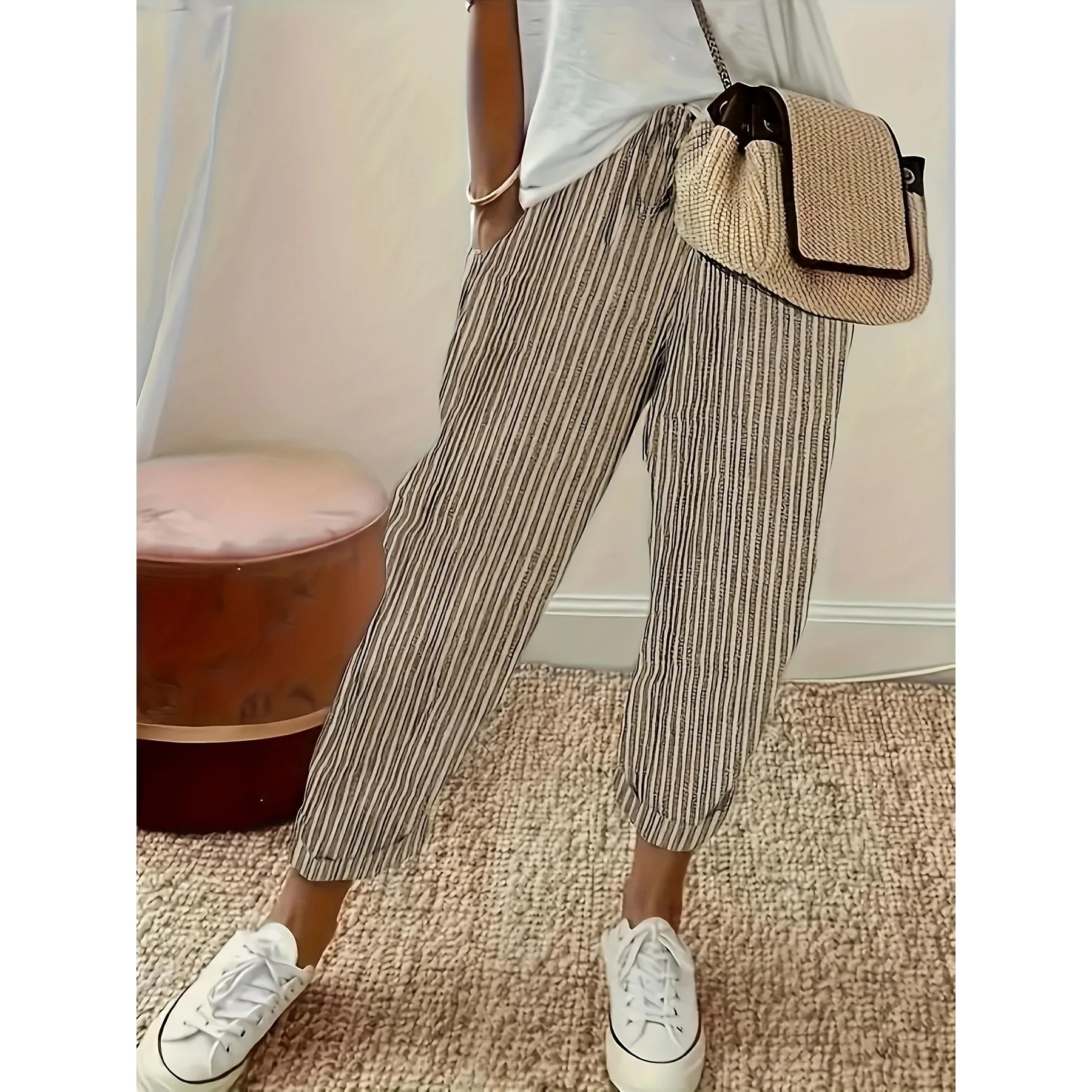 

Summer Striped Casual Pants Neutral Style Harlan Trousers Other Material 100% Spring Collection Unisex High Waist