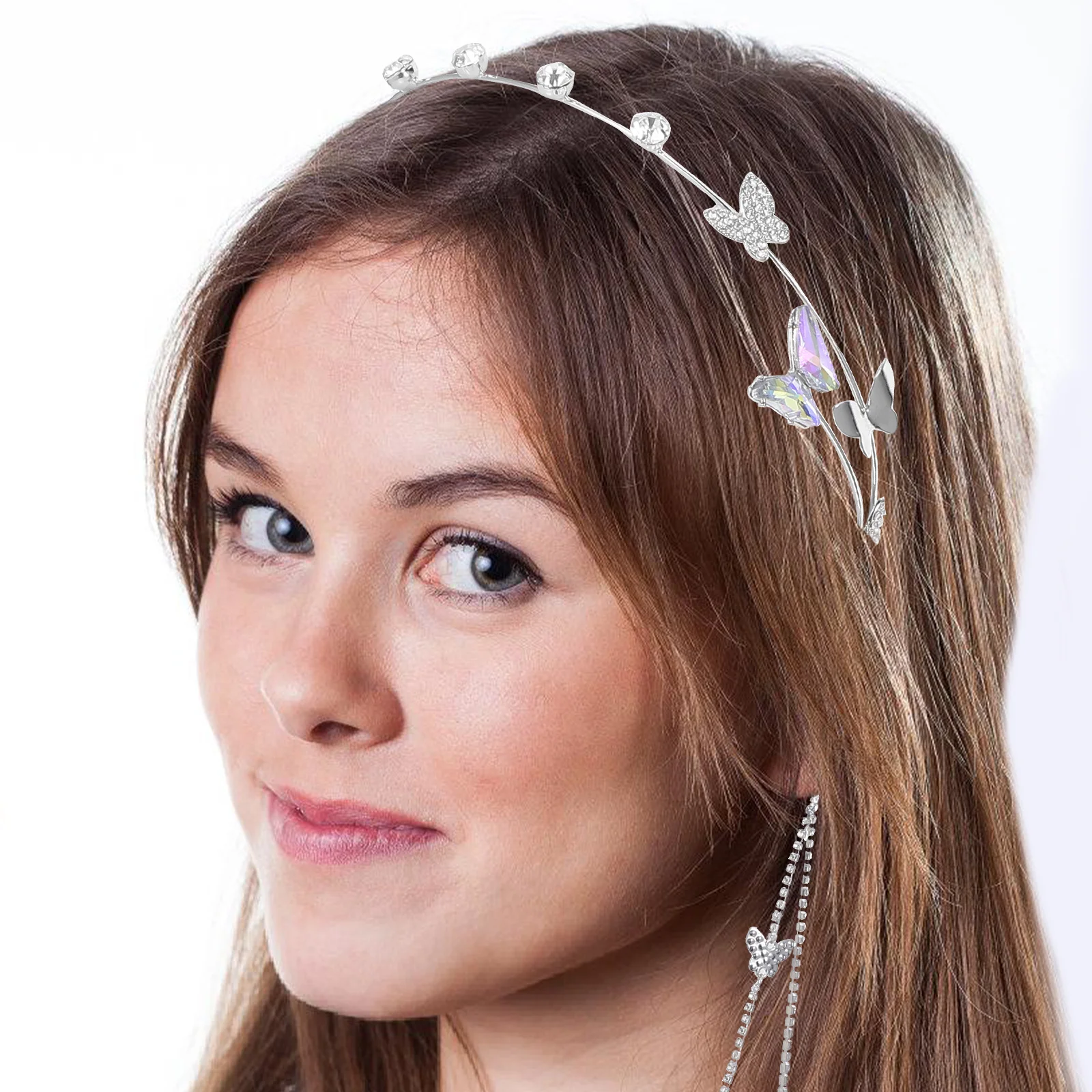 

Шикарная повязка на голову с кисточками в виде бабочки, циркониевый декор, цепочка на голову, женские вечерние аксессуары для свадебной фотографии, повязка на голову с кисточками