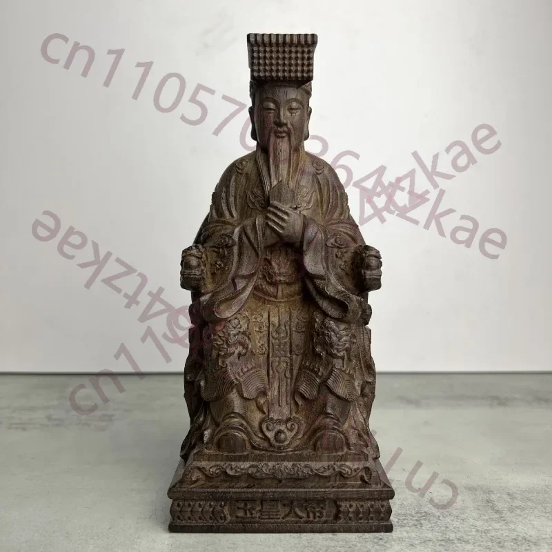 Hand-Carved Vietnam Agarwood Jade Emperor Statue - 11