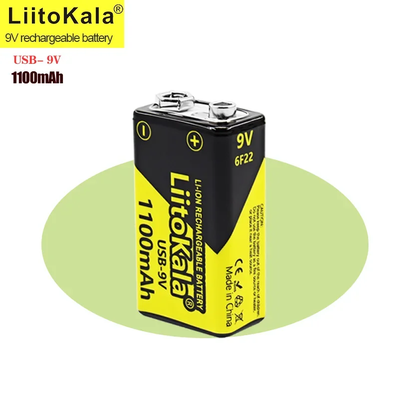 1-40pcs LiitoKala USB-9V 1100mAh li-ion Rechargeable battery Type-C charge for Multimeter Microphone Toy Remote Control KTV use