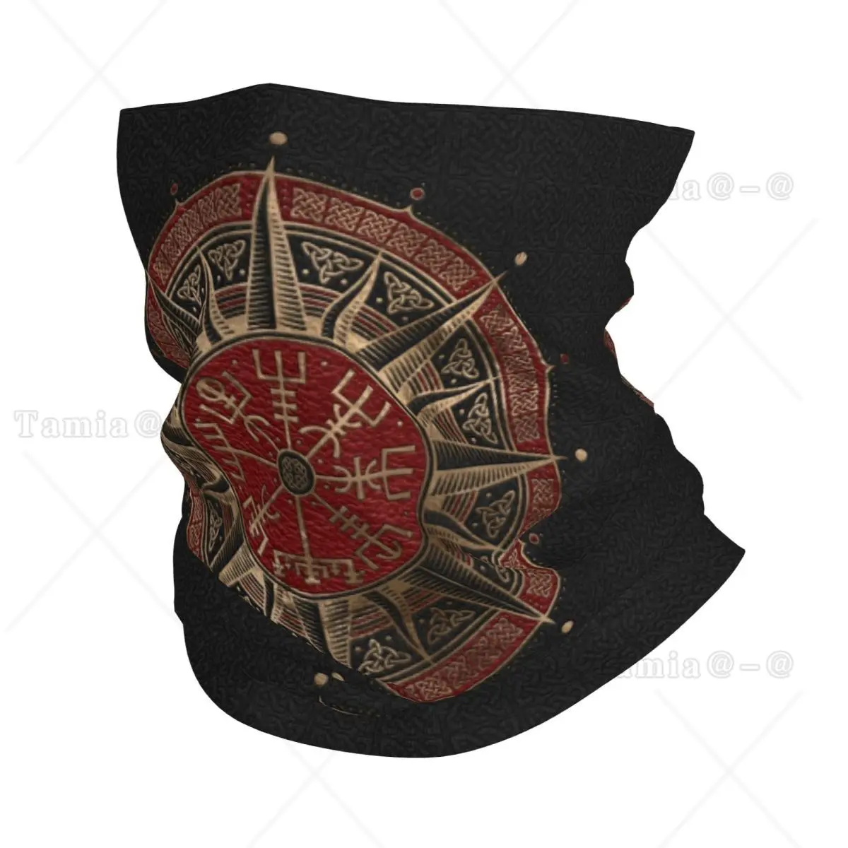 Viking Compass Leather Bandana Winter Neck Warmer Windproof Wrap Face Scarf for Ski Vikings Valhalla Gaiter Headband