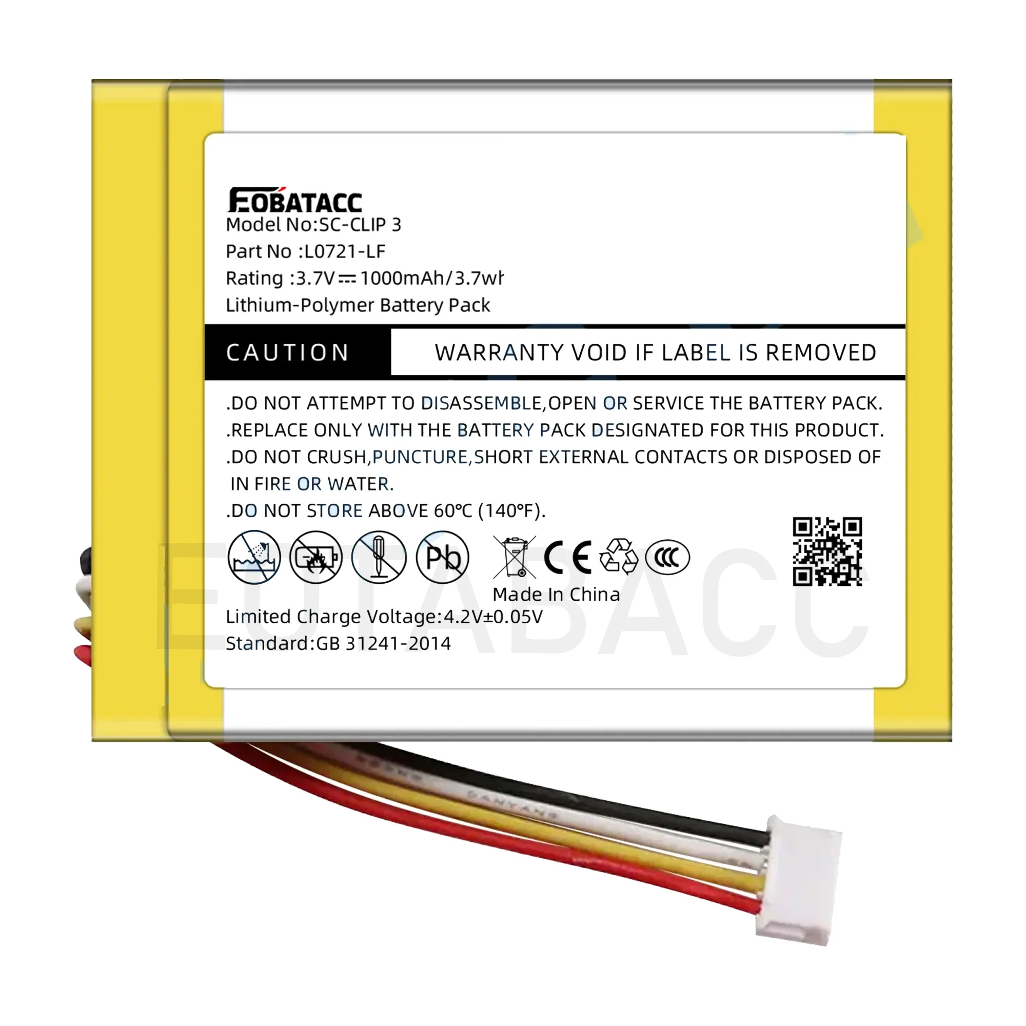 

2025 YEAR 1000mAh New Replacement Battery SC-CLIP3 For JBL Clip 3/3AN Lithium Battery L0721-LF