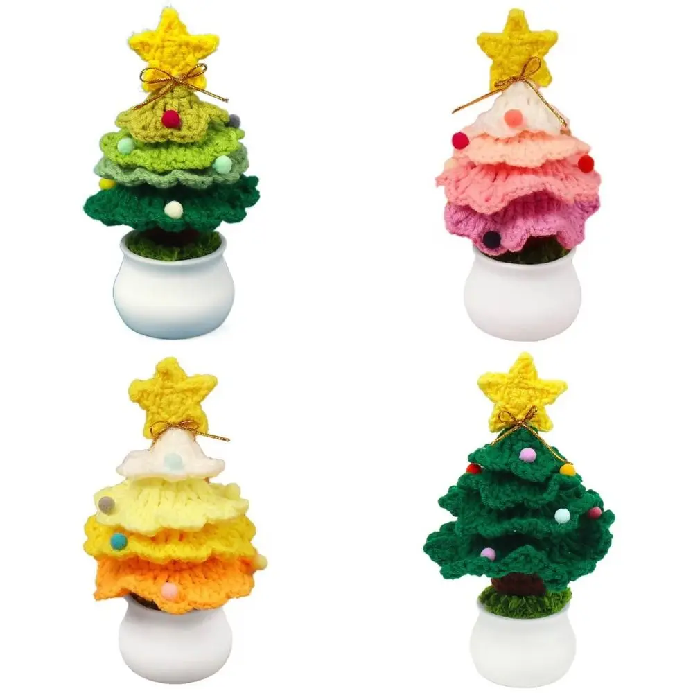 Cute Crochet Christmas Tree Decor Mini Finished Christmas Tree Potted Knitted Flower Plants Pine Handmade - Image 2