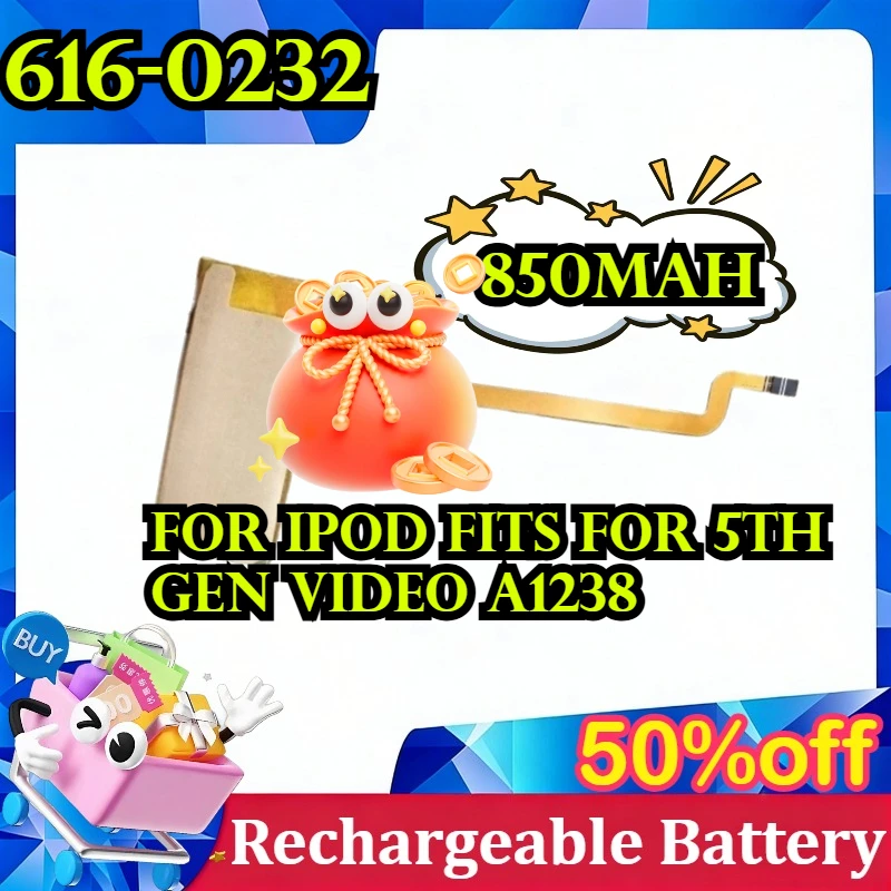 

New for IPod Fits for 5th Gen Video A1238 and For 6th Gen Classic Thick 850mAh 616-0232 30GB 60GB 80GB 160GB Battery