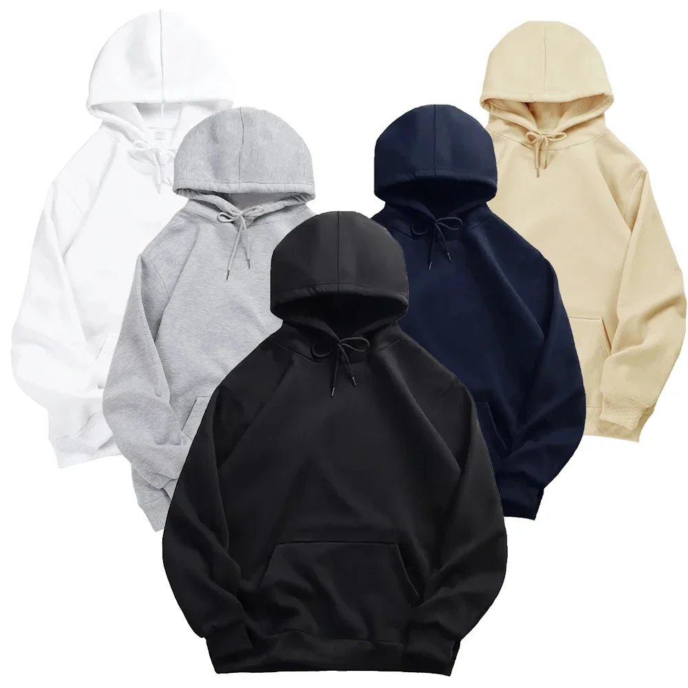 Men's and Women's Solid Color Pocket Hoodies Autumn Winter Sports Fitness Sweatshirts Fashion Fleece Casual Pullover Multi Color