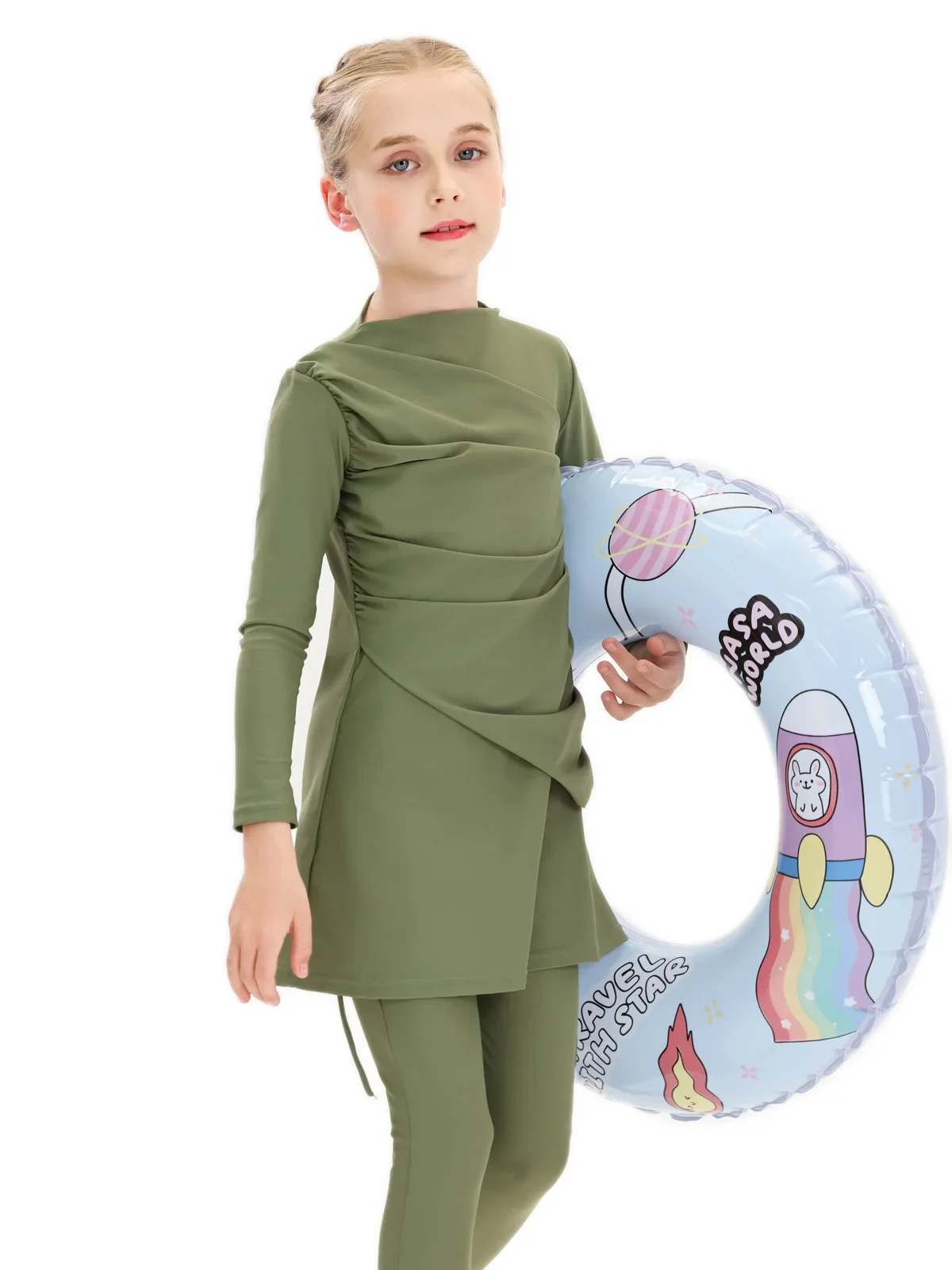 

3 шт. купальники для девочек, шляпа, топ и брюки, африканский подростковый купальный костюм, детская пляжная одежда, розовые, синие, блестящие, модные буркини