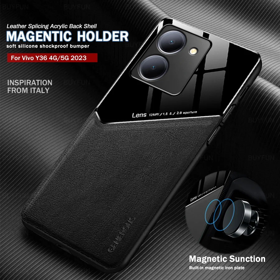 Vivoy36 4G Case Built-in Magnetic Plate Leather Back Cover For Vivo Y36 4G 5G Y 36 36Y 2023 6.64\