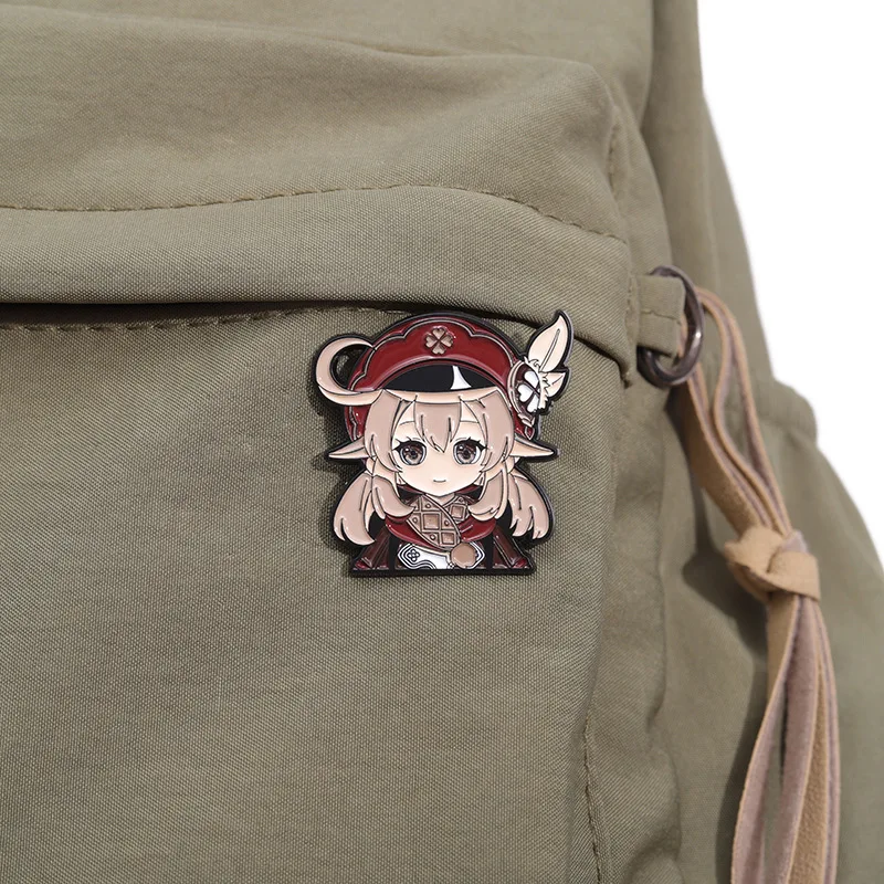 Genshin Impact Game Danemark ge Brooch Pins, Cute Cartoon, Rick Hutao Xiao Klee Venti Enamel Backpacks, Jackets Accessrespiration Jewelry