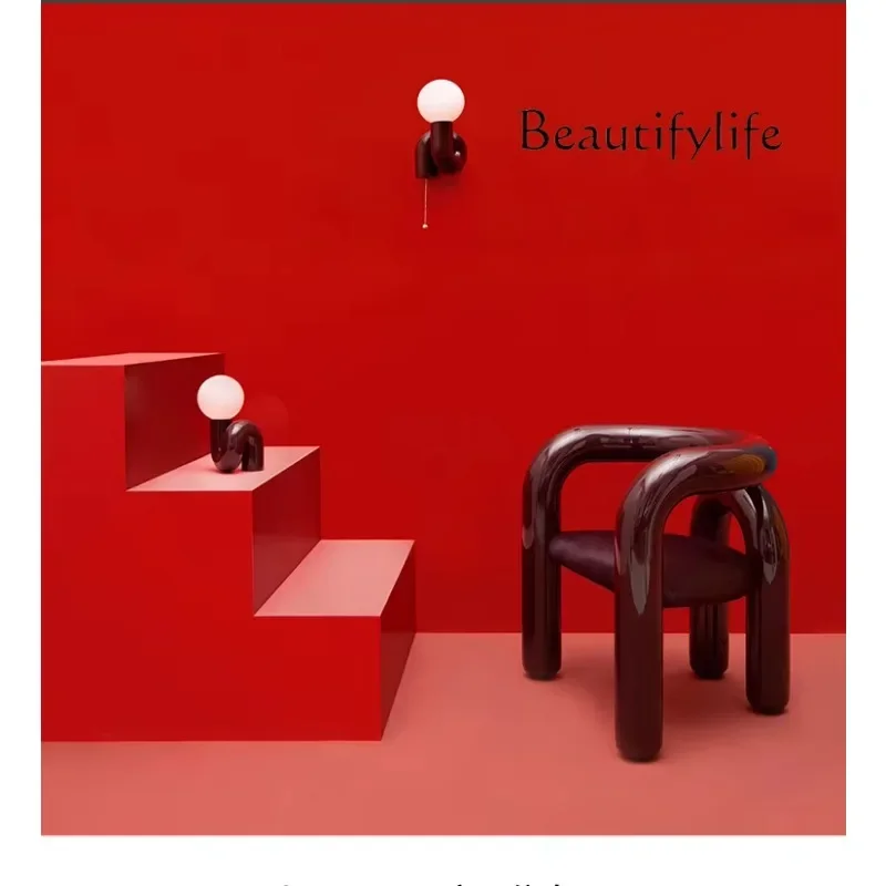 O10 Nordic Modern Simple Light Luxury Creative Design Resin Water Pipe Leisure Chair Hotel Living Room