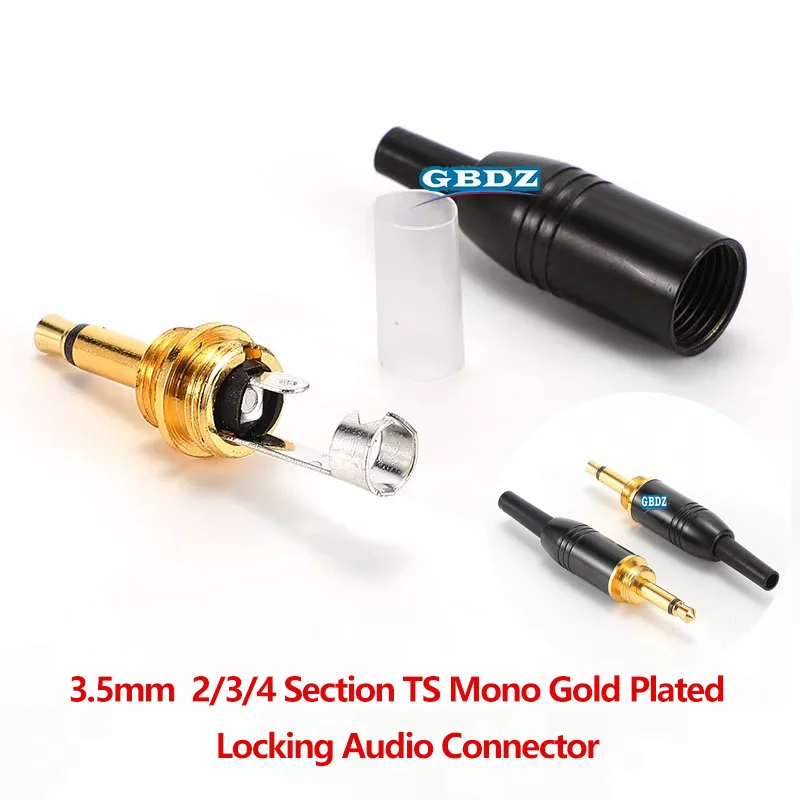 

3.5mm 2/3/4 Section TS Mono Gold Plated Locking Audio Connector Adapter Plug for Wireless Bodypack Transmitter