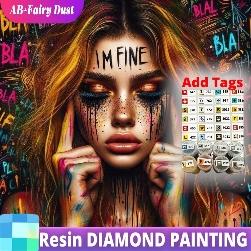 

Resin AB Fairy Dust New Arrival Diamond Mosaic Woman Portrait Painting DIY Picture Of Rhinestones Embroidery Home Decoration