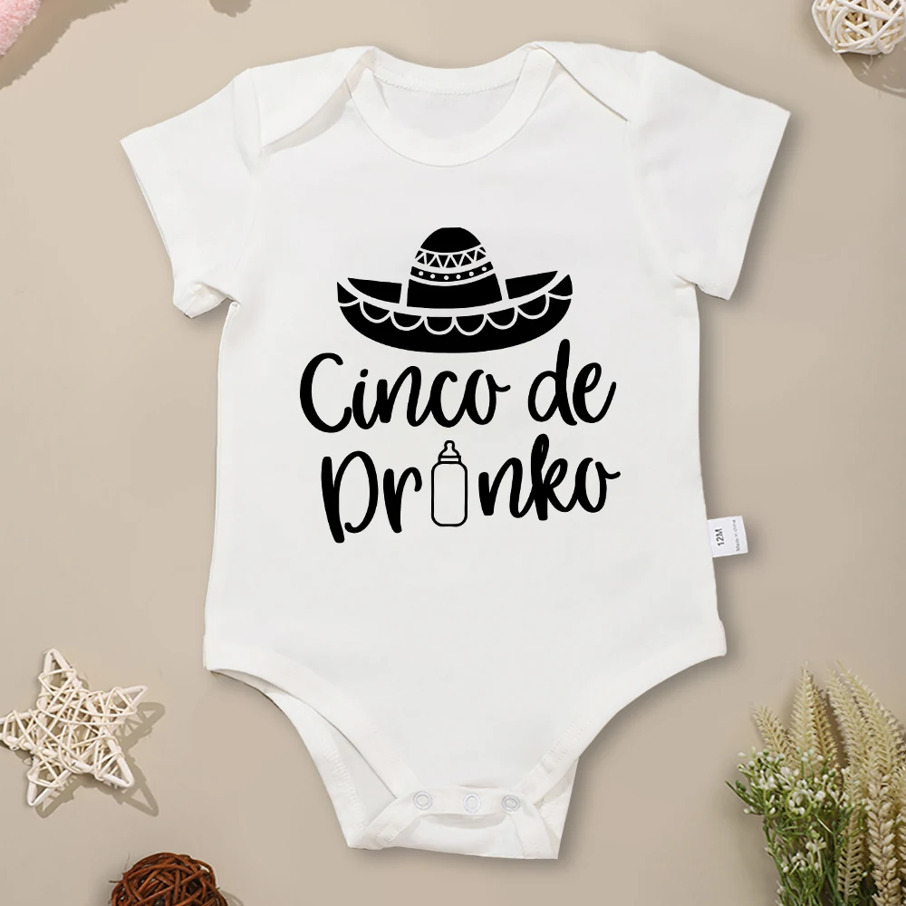 

Mexican Style Baby Boy Clothes Cinco De Drinko Print Summer Home Casual Newborn Boy Romper Cotton Comfy Breathable Bodysuit