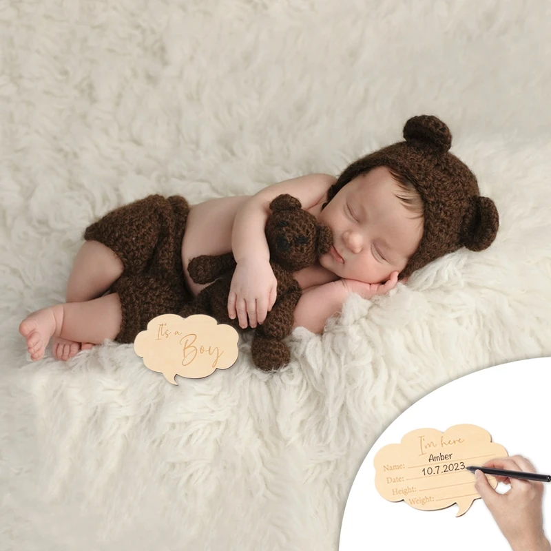 Baby Wooden Milestone Cards Cute Cloud Shape Monthly Memorial Milestone Photography Photo Accessories For Newborn Birth Gifts