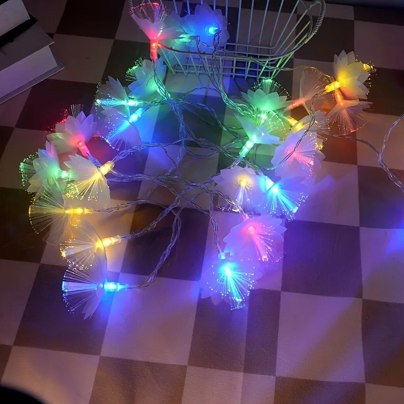 2/3M LED Fiber Optic Fairy Light Battery-operated Garland Christmas Decoration Party New Year's Decor Artificial Flowers Festoon