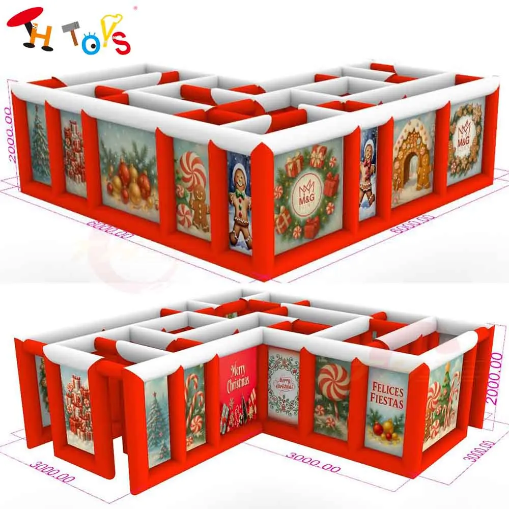19*19ft Giant Christmas Maze Inflatable Haunted House Laser Tag Game for Children