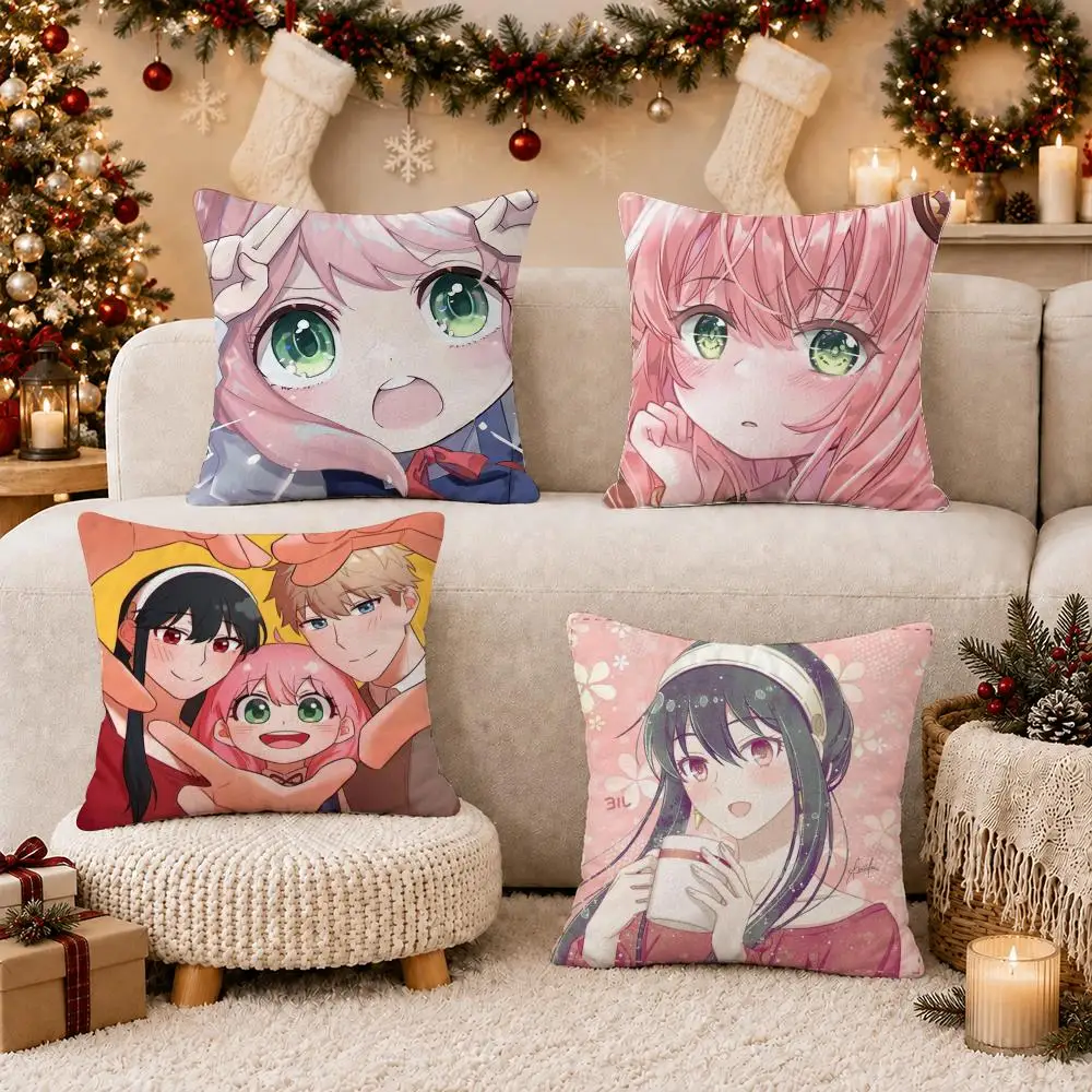 Anime S-Spy x Family Cushion Cover Soft Short Plush Pillow Case Cushion Cover for Living Room Sofa Decor