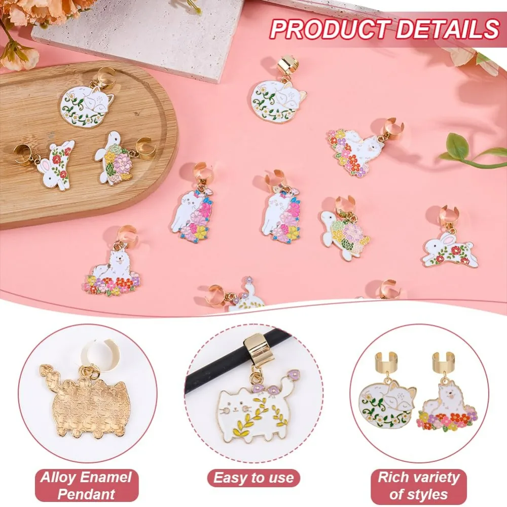 12 Uds. 6 estilos dijes de estetoscopio tema Animal aleación esmalte estetoscopio colgante decoraciones estetoscopio etiqueta de nombre de identificación con hallazgos