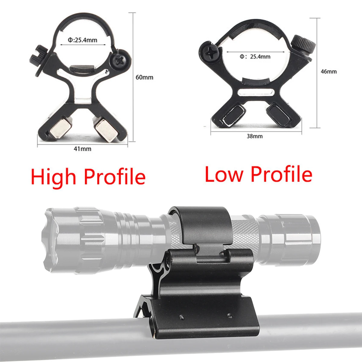 Tactical Universal Flashlight Mount for 20mm Rail&Tube 24-27mm Flashlights Tube Clip 25.4 Torch Bracket Scope Barrels Mount