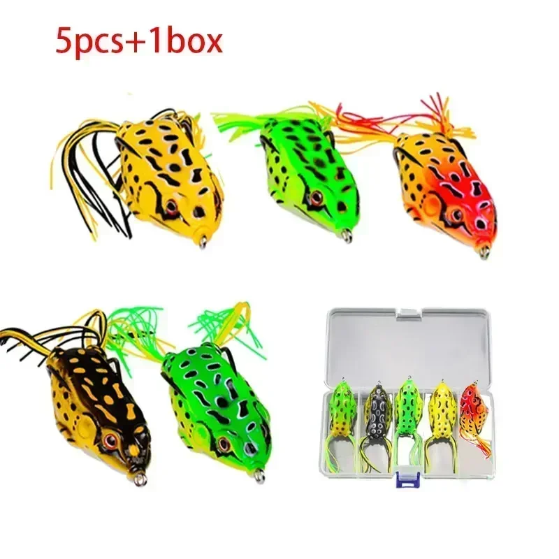 5 pz Topwater Thunder Rana Richiamo Bass Trota Esche Da Pesca Kit Set Artificiale Esca Morbida Swimbait Galleggiante per Acqua Dolce Acqua Salata