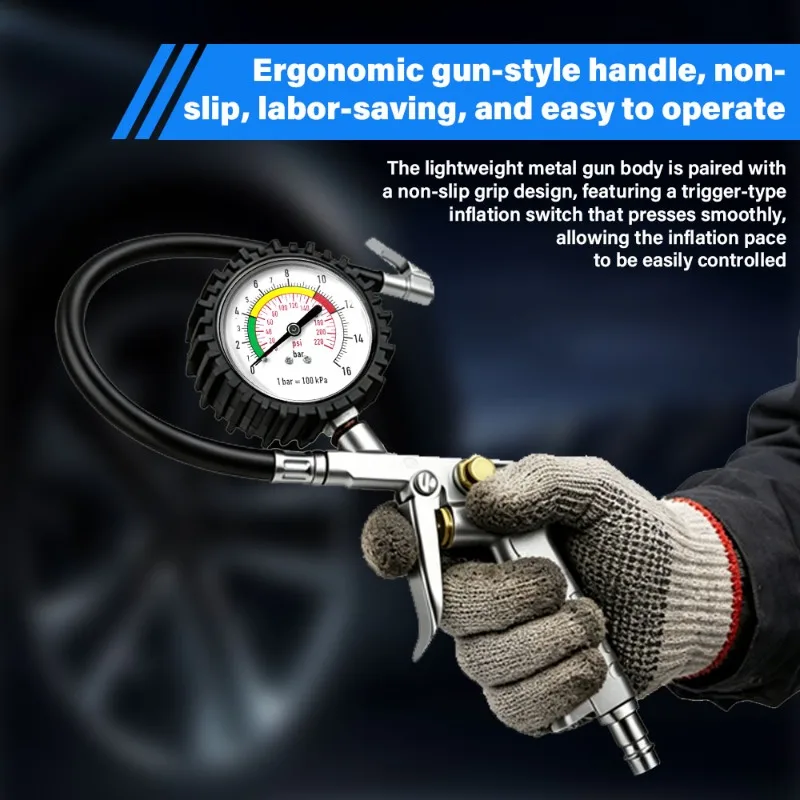 Medidor de Presión de Neumáticos, Pistola de Medición de Presión para Coche, Medidor Digital, Herramientas Automotrices, Medidor de Aire para Neumáticos, Manómetro para Taller de Reparación