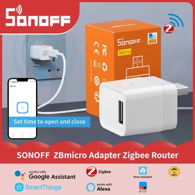 

1-5PCS SONOFF ZBMicro Zigbee Micro USB Smart Adaptor Fast Charging Wide Transmit Coverage Voice Control EWeLink Alexa Google
