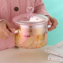 Heat-Resistant INS-High Borosilicate Glass Pan Binaural Soup Pot for Open Fire Cooking