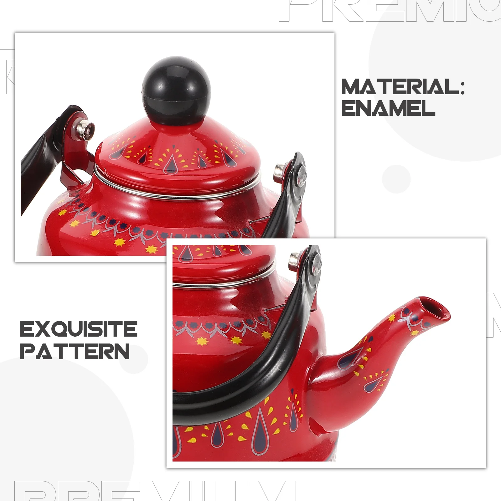 

1pcs Enamel Tea Kettle Stovetop Vintage Retro Kettle Fast Heating Wear-Resistant Coating Easy Clean Comfortable Handle