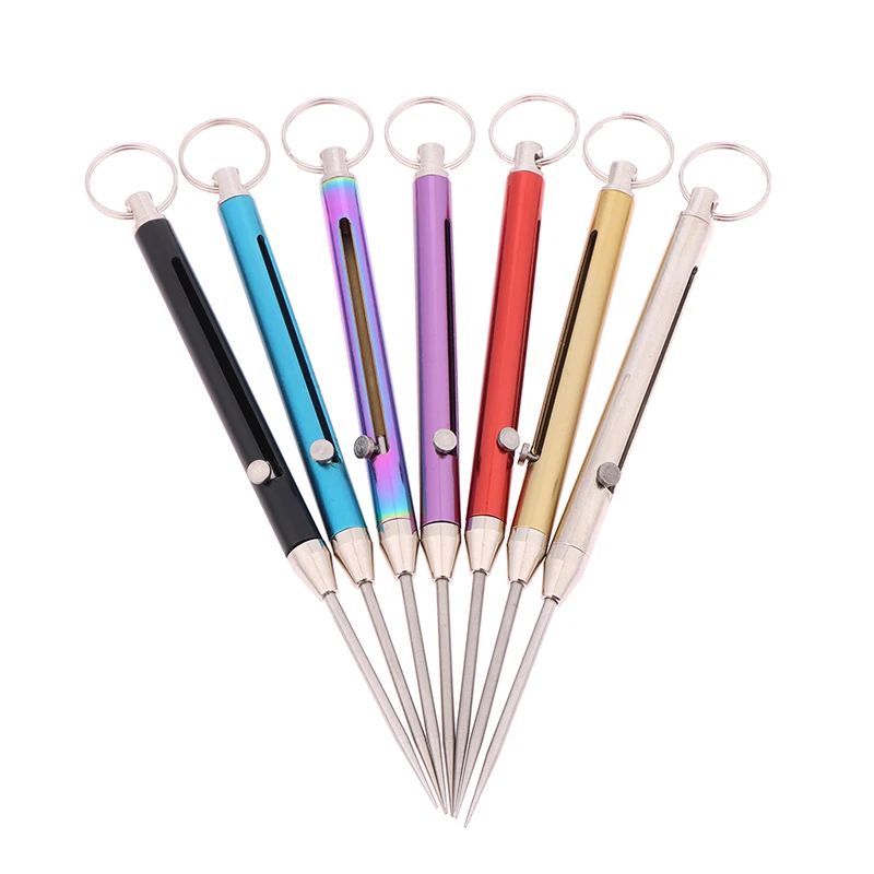 1pcs Titanium Alloy Telescopic Toothpick Keychain Pendant Gift Fruit Fork Camping Toothpick Holder Unpacking Tool