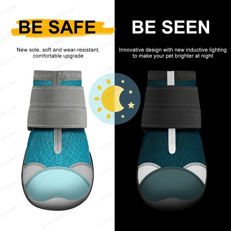 

Summer Breathable Pet Shoes for Dogs, Anti Slip Wear Resistant Heat Insulated Mesh Dog Booties for Outdoor Walks