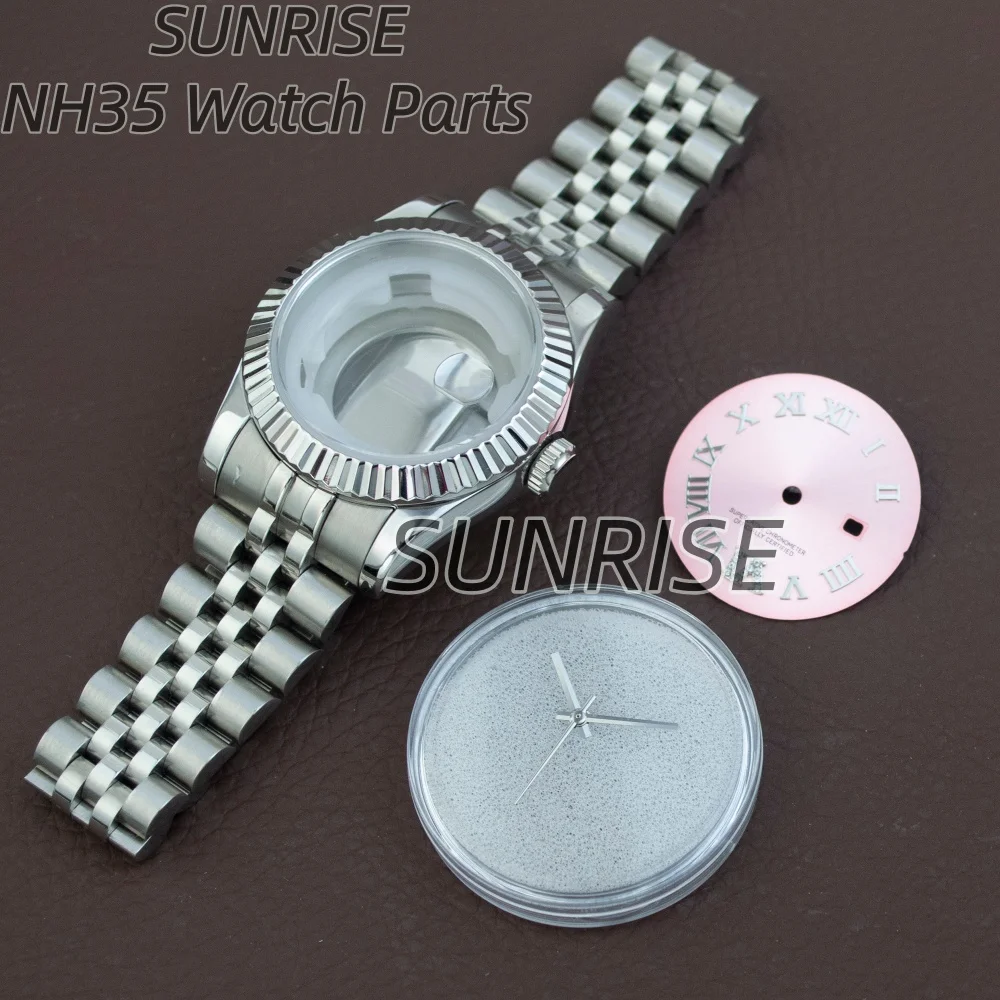 

33mm High Quality Stainless Steel Women's Watch Case Band Silver Rose Gold Sapphire Glass Waterproof For Datejust NH05 Movement