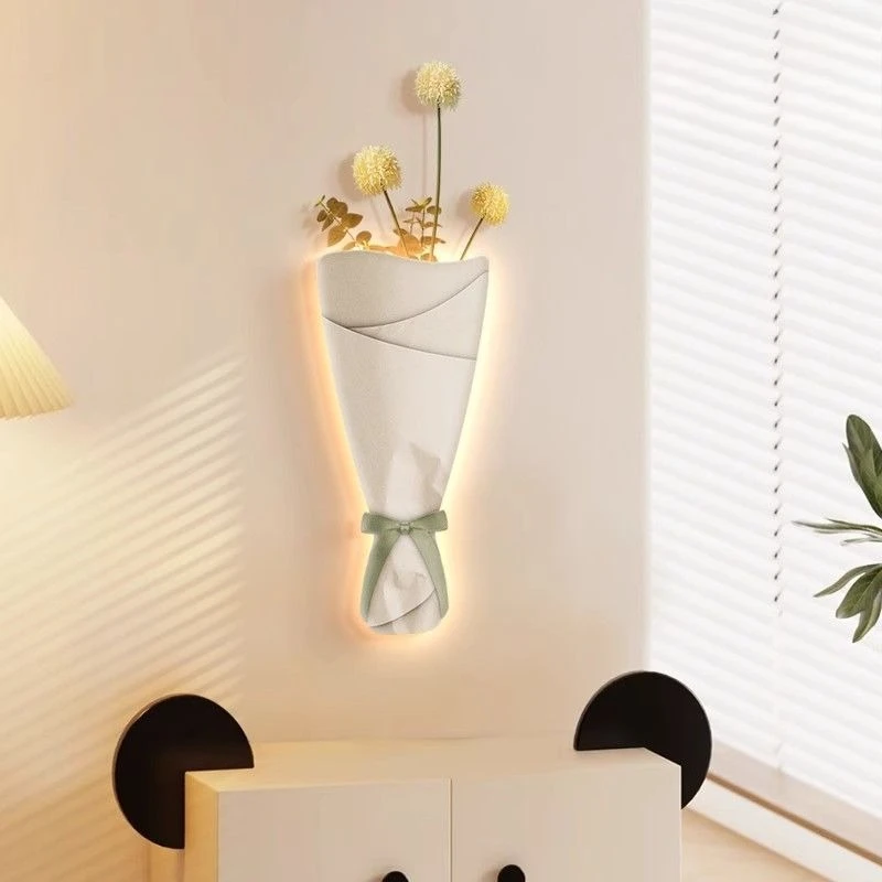 French Cream Style Plant Sandstone 3D Wall Light Painting Elegant Decor for Living Room Dining Area Home Lighting Art