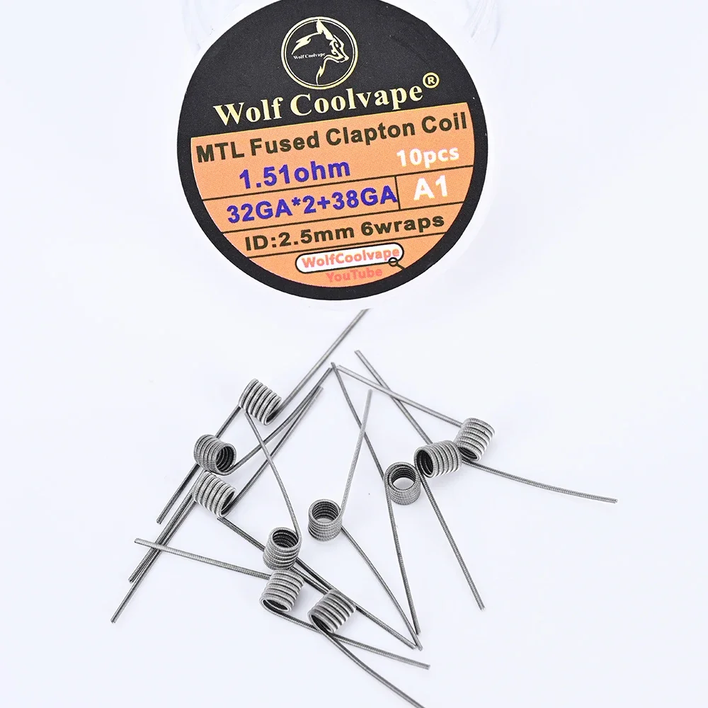 10 قطعة/صندوق wolfcoolvape MTL تنصهر كلابتون لفائف 1.51ohm 32GA * 2 + 38GA A1 المواد لخزان رذاذ vape rda rta