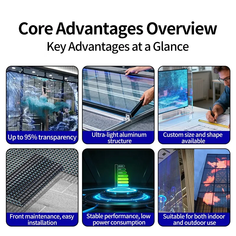 شاشة عرض LED شفافة مرنة قابلة للتخصيص P10.4 لإعلان نافذة زجاجية، طبقة LED رفيعة للغاية، لافتة الوسائط الرقمية