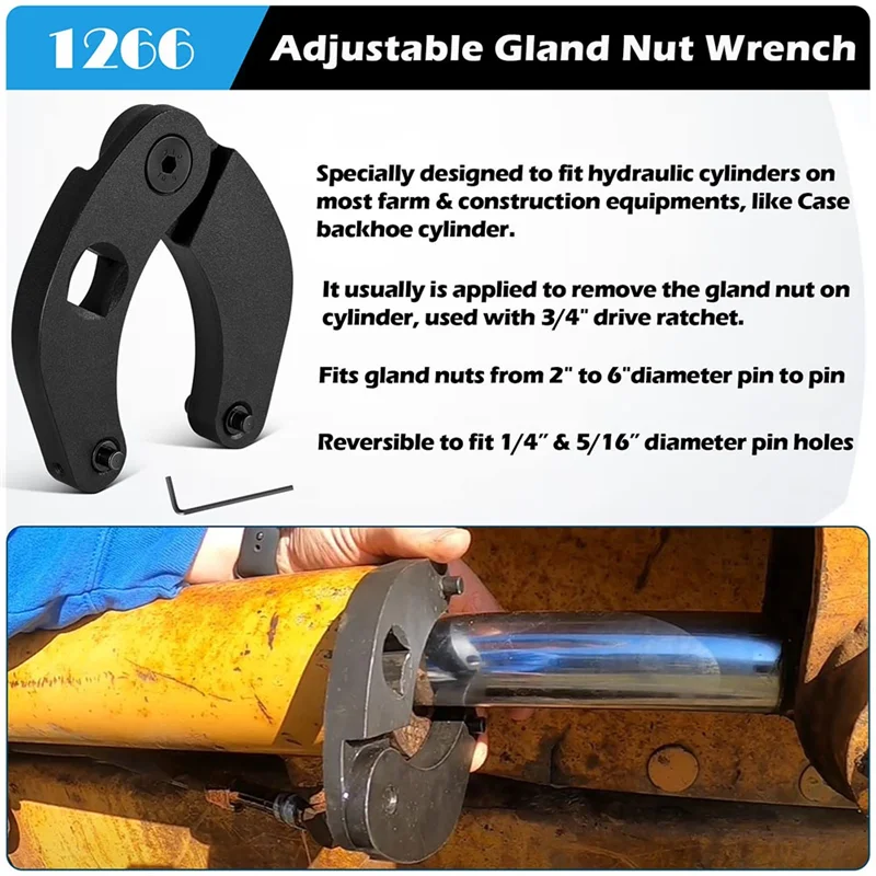 

Universal Hand Wrench Reverses 2" To 6" Tool Gland Nut For Hydraulic Cylinders Hand Tools For Farm Machines Spanner