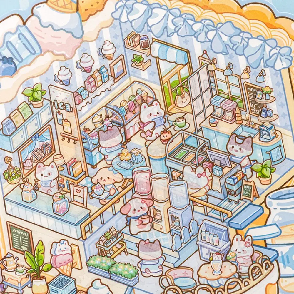 

New Cartoon 3D Landscape Sticker Book Visual Stacking DIY 3D Pocket Cabin Scene Stickers Miniature Scene Stickers Children Gift